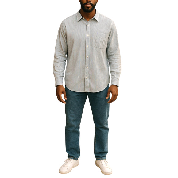 L.L. Bean Shirt Blue Striped Button Down Classic Oxford 100% Organic Cotton XL - Picture 1 of 11